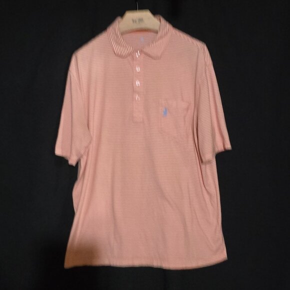 Johnnie-O West Coast Prep SS Polo - Coral White Striped - Sz L* - Picture 1 of 5